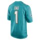 Men's Miami Dolphins Number 1 Dad Nike Aqua Game Jersey