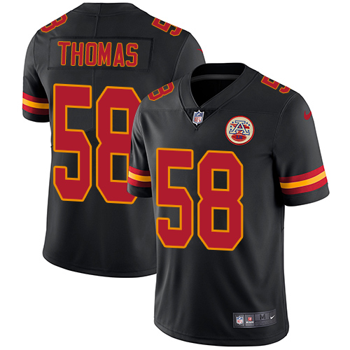 Men's Nike Kansas City Chiefs #58 Derrick Thomas Black Stitched NFL Limited Rush Jersey