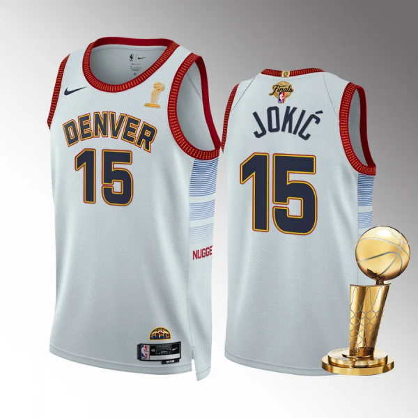 Men's Denver Nuggets Nikola Jokic 2023 NBA Finals Champions White #15 City Edition Jersey