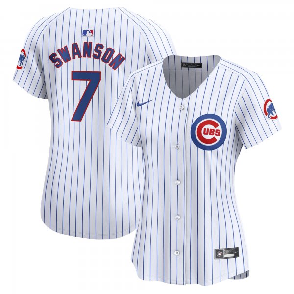 Women's Chicago Cubs #7 Dansby Swanson Nike White Home Limited Player Jersey