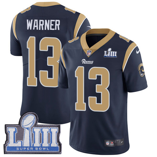 Nike Los Angeles Rams #13 Kurt Warner Navy Blue Team Color Super Bowl LIII Bound Men's Stitched NFL Vapor Untouchable Limited Jersey