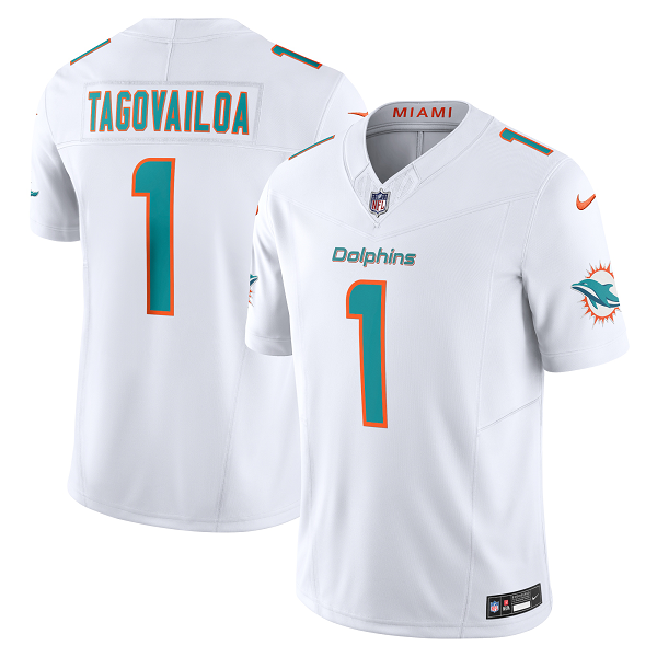 Men's Miami Dolphins #1 Tua Tagovailoa Nike White Vapor F.U.S.E. Limited NFL Jersey