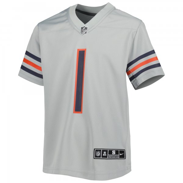 Youth Chicago Bears Justin Fields Nike Gray Inverted Game Jersey