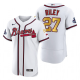 Men's Atlanta Braves Austin Riley White 2022 Gold Program 4-Time World Series Champions Flex Base Jersey