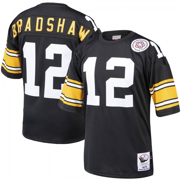 Men's Pittsburgh Steelers Terry Bradshaw Mitchell & Ness Black Throwback Retired Player Jersey