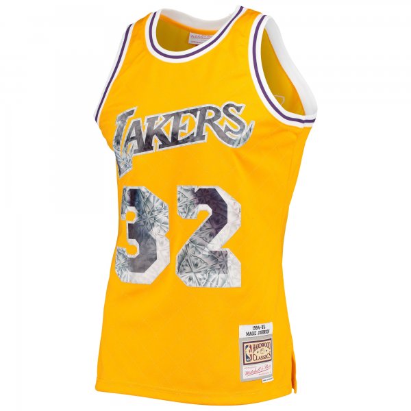 Men's Los Angeles Lakers Magic Johnson Mitchell & Ness Gold 1984/85 Hardwood Classics NBA 75th Anniversary Diamond Swingman Jersey