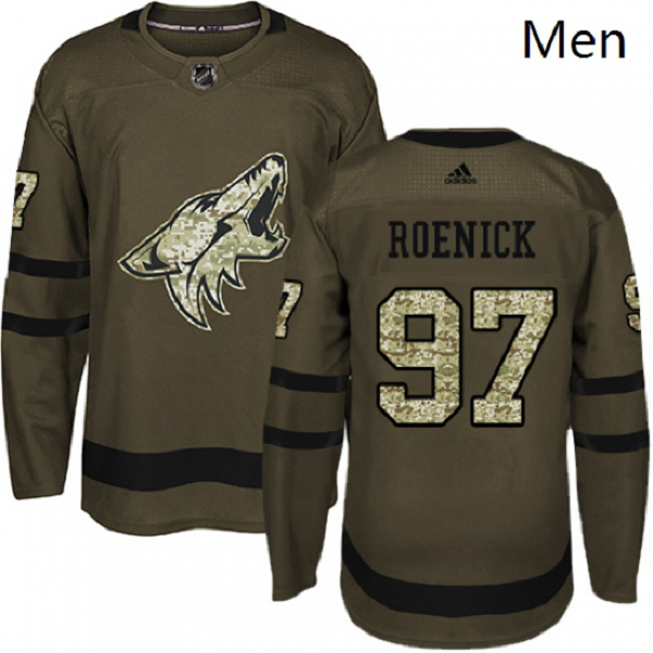 Mens Adidas Arizona Coyotes #97 Jeremy Roenick Premier Green Salute to Service NHL Jersey