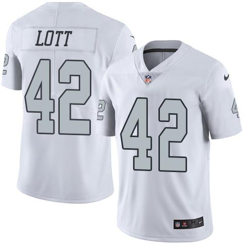 Nike Las Vegas Raiders #42 Ronnie Lott White Men's Stitched NFL Limited New Color Rush Jersey