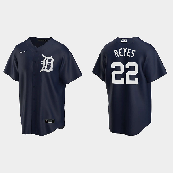 Men's Detroit Tigers #22 Victor Reyes Alternate Navy MLB Jersey