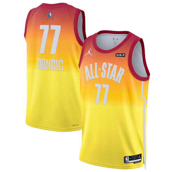 Men's #77 Luka Doncic Jordan Brand Orange 2023 NBA All-Star Game Swingman Jersey