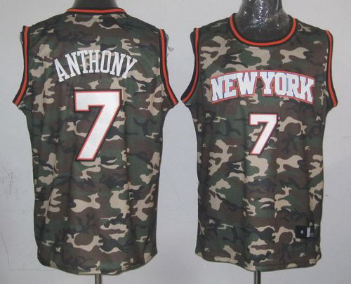 Men's New York Knicks #7 Carmelo Anthony Camo Stealth Collection Stitched NBA Jersey