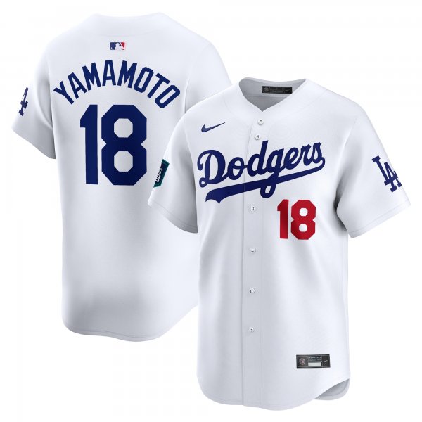 Men's Los Angeles Dodgers #18 Yoshinobu Yamamoto Nike White 2024 MLB World Tour Seoul Series Home Limited Player Jersey