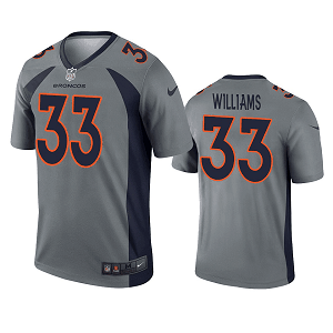 Men's Denver Broncos #33 Javonte Williams Gray Inverted Legend Jersey