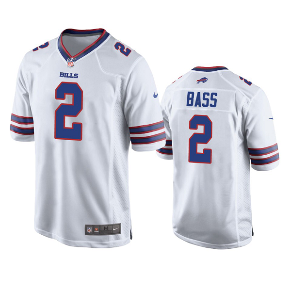 Men's Buffalo Bills #2 Tyler Bass White Game Jersey