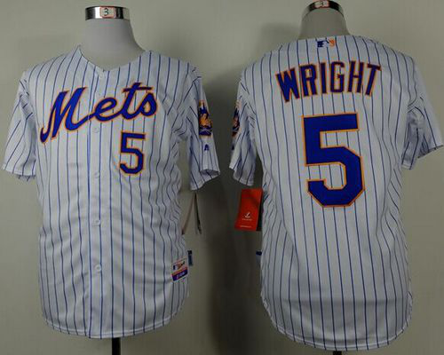 New York Mets #5 David Wright White(Blue Strip) Home Cool Base Stitched MLB Jersey