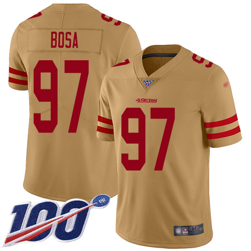 San Francisco 49ers #97 Nick Bosa Gold Youth Stitched NFL Limited Inverted Legend 100th Season Jersey