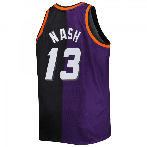 Men's Phoenix Suns Steve Nash Mitchell & Ness Purple/Black Big & Tall Hardwood Classics 1996/97 Split Swingman Jersey