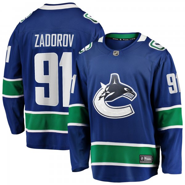 Men's Vancouver Canucks Nikita Zadorov Fanatics Blue Home Premier Breakaway Player Jersey