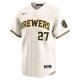 Men's Milwaukee Brewers Willy Adames Nike Cream Home Limited Player Jersey