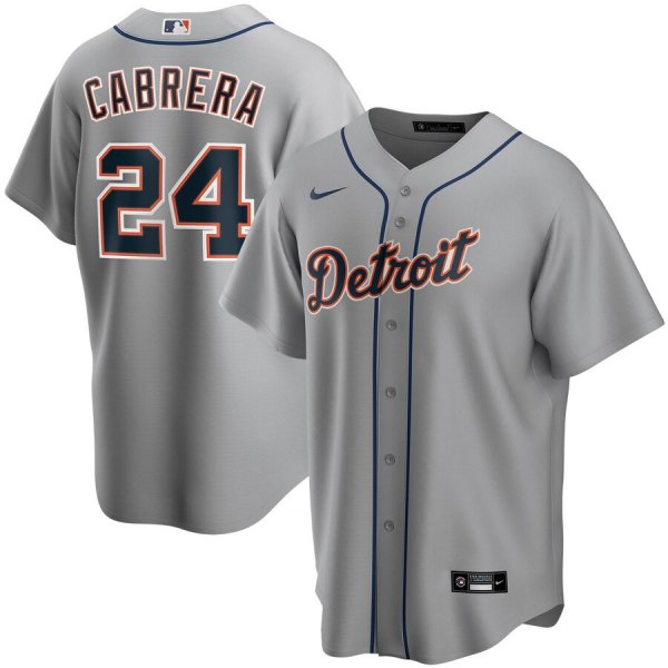 Men's Nike Detroit Tigers #24 Miguel Cabrera Gray Road 2020 MLB Jersey