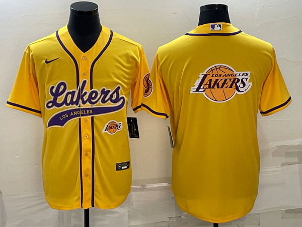 Men's Los Angeles Lakers Yellow Baseball Jersey