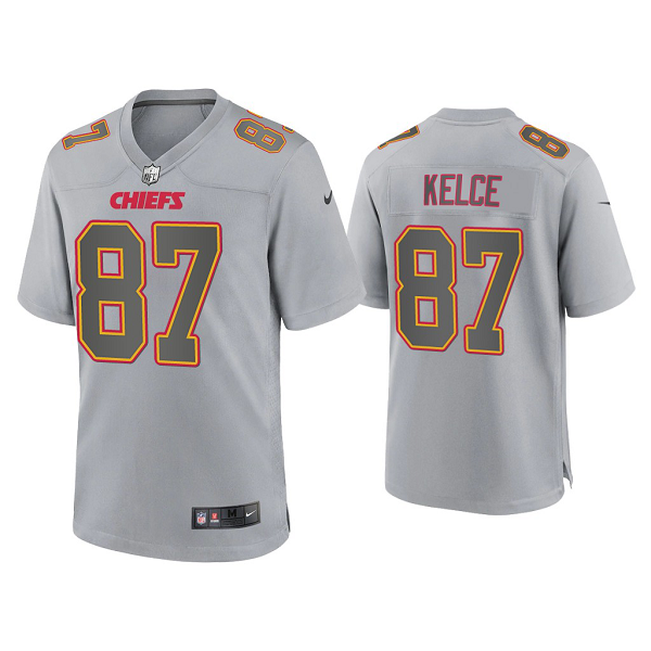 Men's Kansas City Chiefs Travis Kelce Gray Atmosphere Fashion Game Jersey