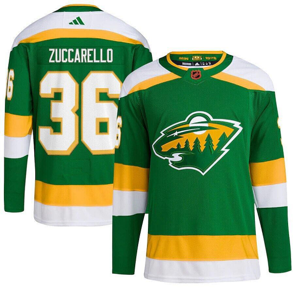 Men's Minnesota Wild #36 Mats Zuccarello Reverse Retro Stitched Green Jersey