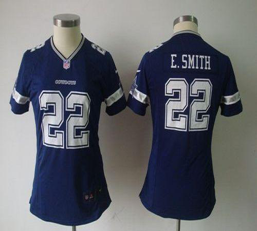 Nike Dallas Cowboys #22 Emmitt Smith Navy Blue Team Color Women's NFL Game Jersey