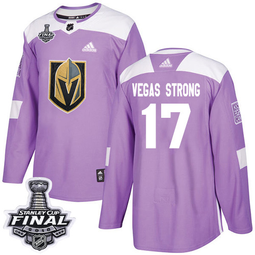 Adidas Golden Vegas Golden Knights #17 Vegas Strong Purple Fights Cancer 2018 Stanley Cup Final Stitched NHL Jersey