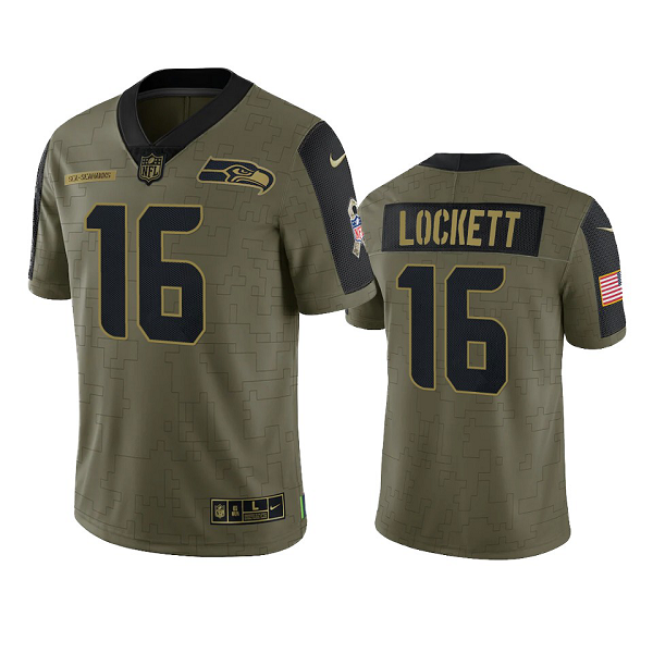 Seattle Seahawks Tyler Lockett Olive 2021 Salute To Service Men's Limited NFL Jersey