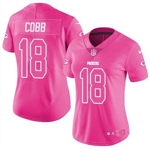 Nike Green Bay Packers #18 Randall Cobb Pink Women's Stitched NFL Limited Rush Fashion Jersey