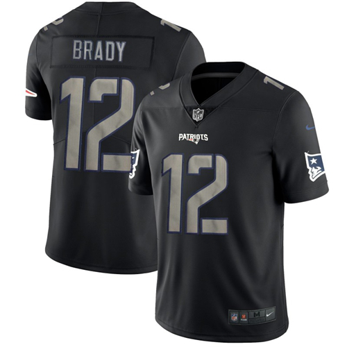 Nike New England Patriots #12 Tom Brady Black Men's Stitched NFL Limited Rush Impact Jersey