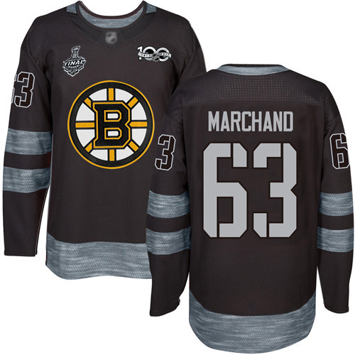 Boston Bruins #63 Brad Marchand Black 1917-2017 100th Anniversary Stanley Cup Final Bound Stitched NHL Jersey