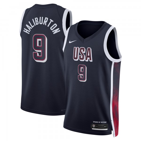 Unisex Men's USA Basketball #9 Tyrese Haliburton Nike Navy 2024 Swingman Player Jersey