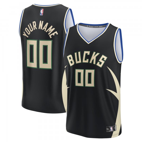 Men's Milwaukee Bucks Fanatics Black Custom Fast Break Jersey - Statement Edition