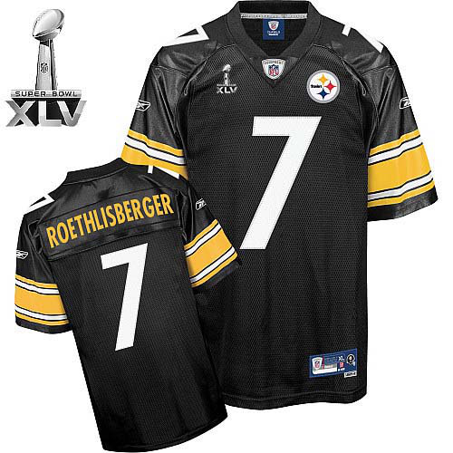 Men's Pittsburgh Steelers #7 Ben Roethlisberger Black Super Bowl XLV Stitched NFL Jersey