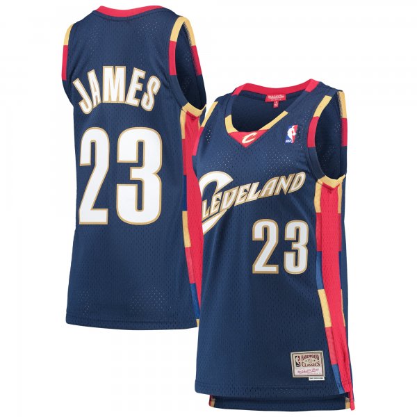 Women's Cleveland Cavaliers LeBron James Mitchell & Ness Navy  Hardwood Classics Swingman Jersey