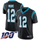 Men's Carolina Panthers #12 DJ Moore Black Team Color Stitched NFL 100th Season Vapor Limited Jersey