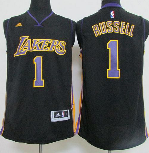 Men's Revolution 30 Los Angeles Lakers #1 D'Angelo Russell Black(Purple NO.) Hollywood Nights Stitched NBA Jersey