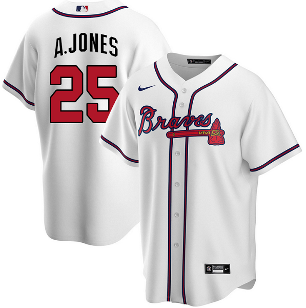 Men's Nike Atlanta Braves #25 Andrew Jones White Home MLB Jersey