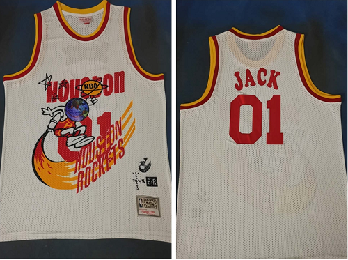 Men's 01 Jack Travis Scott Mitchell Ness Bleacher Report Rocket Joint White NBA Jersey