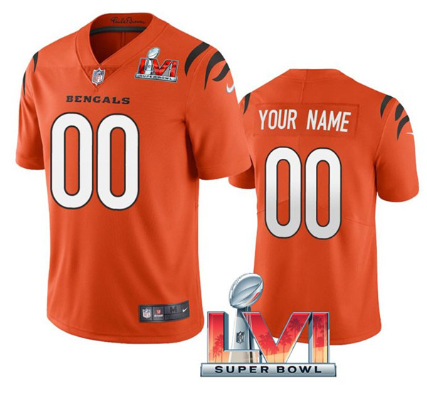 Youth Cincinnati Bengals ACTIVE PLAYER Custom Orange 2022 Super Bowl LVI Vapor Limited Stitched Jersey