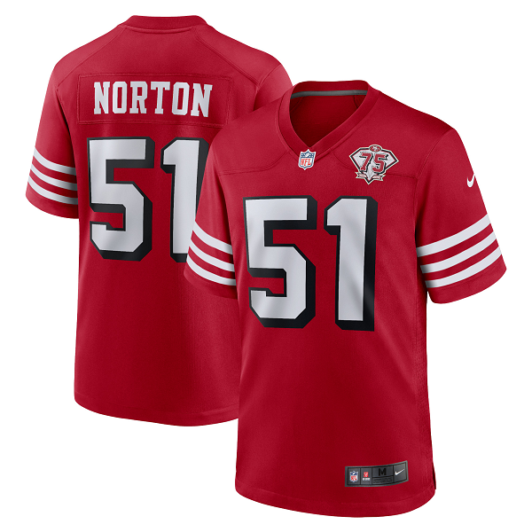 Men's San Francisco 49ers #51 Ken Norton Nike Scarlet 75th Anniversary Alternate Retired Player Limited Jersey