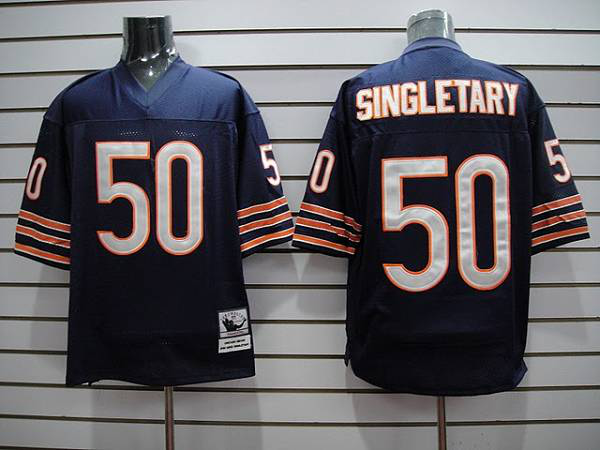 Mitchell And Ness Chicago Bears #50 Mike Singletary Blue With Small Number Stitched Throwback NFL Jersey