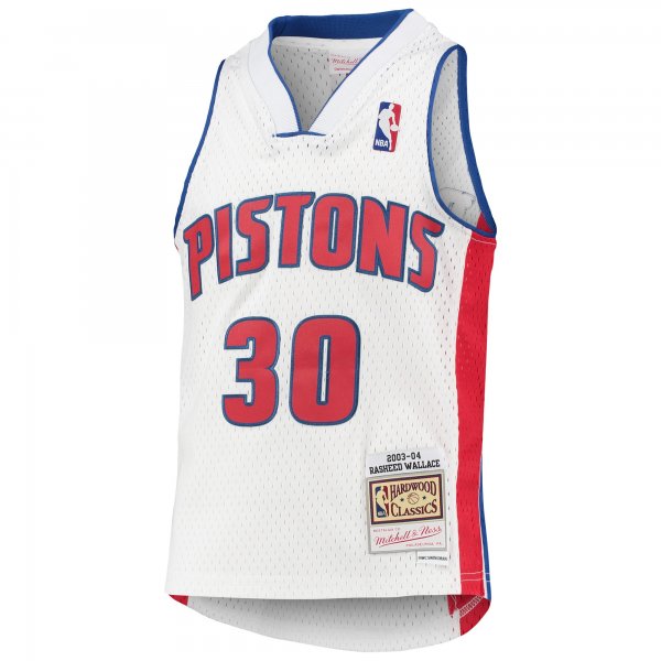 Youth Detroit Pistons Rasheed Wallace Mitchell & Ness White 2003/04 Hardwood Classics Swingman Jersey