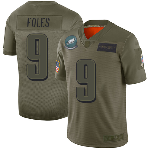 Philadelphia Eagles #9 Nick Foles Camo Men's Stitched NFL Limited 2019 Salute To Service Jersey