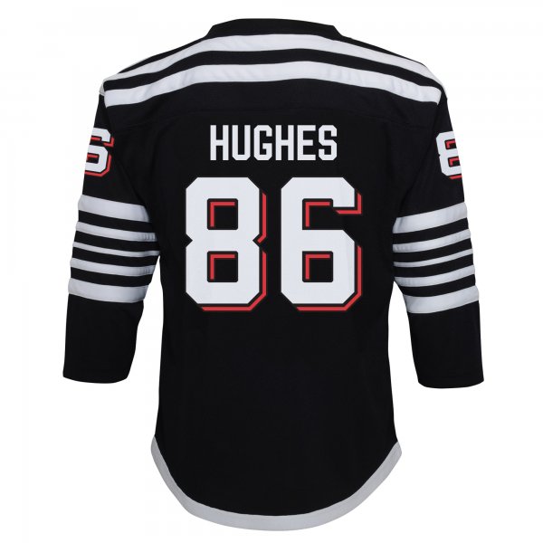 Youth New Jersey Devils Jack Hughes Black Alternate Replica Player Jersey