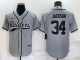 Men's Las Vegas Raiders #34 Bo Jackson Grey Stitched Baseball Cool Base Jersey