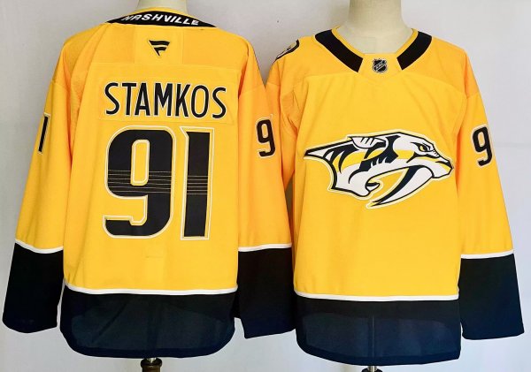 Men's #91 Steven Stamkos Nashville Predators Yellow And Black City Edition Jersey