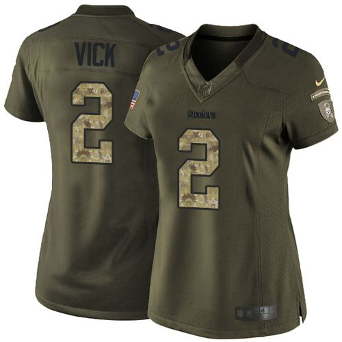 Nike Pittsburgh Steelers #2 Michael Vick Green Women's Stitched NFL Limited Salute to Service Jersey